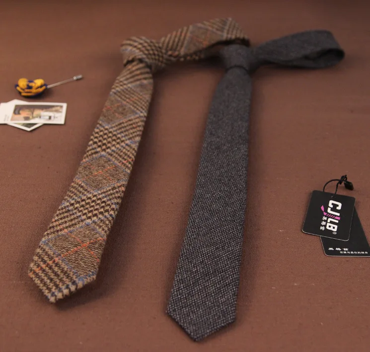 2018 корейский Для мужчин Для женщин коммерческих Роскошные 100% шерсть галстук узкий галстук для костюм классический черный серый свадьбу 5
