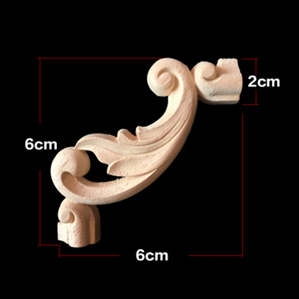 

Decorative Wood Appliques Unpainted Wood Oak Carved Wave Flower Onlay Decal Corner Applique for Home Furniture Door Decor Crafts