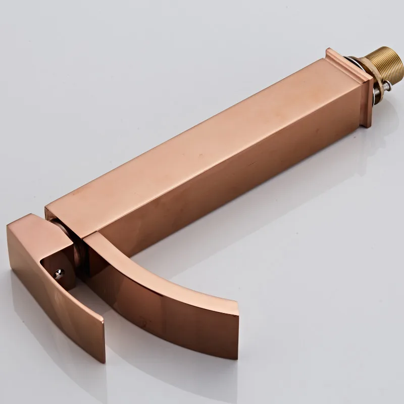 Günstige Becken wasserhahn messing bad wasserhahn einzigen griff torneiras para pia de banheiro Rose Gold waschbecken wasserhahn wasserfall wasserhahn