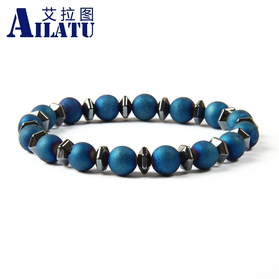 

Ailatu Brand Stone Jewelry New Design Openings Laugh Healing Beads Yoga Meditation Bracelet with Onyx and Glass