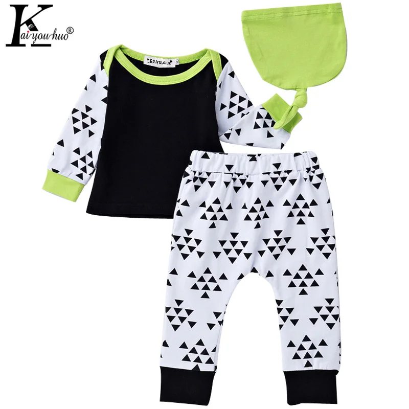 

Newborn Set Baby Girl Boy Clothes Elephant Infant T-shirt Long Sleeve+Pants Casual Hat Cap 3 pcs Outfits Suit Autumn Sport Suits