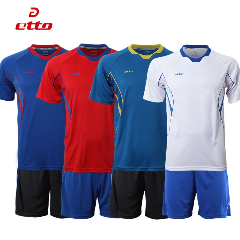 

Etto Quality Men Short Sleeve Soccer Jersey & Shorts Set Football Team Shirt Suits Women Soccer Training Uniforms M~4XL HUC007
