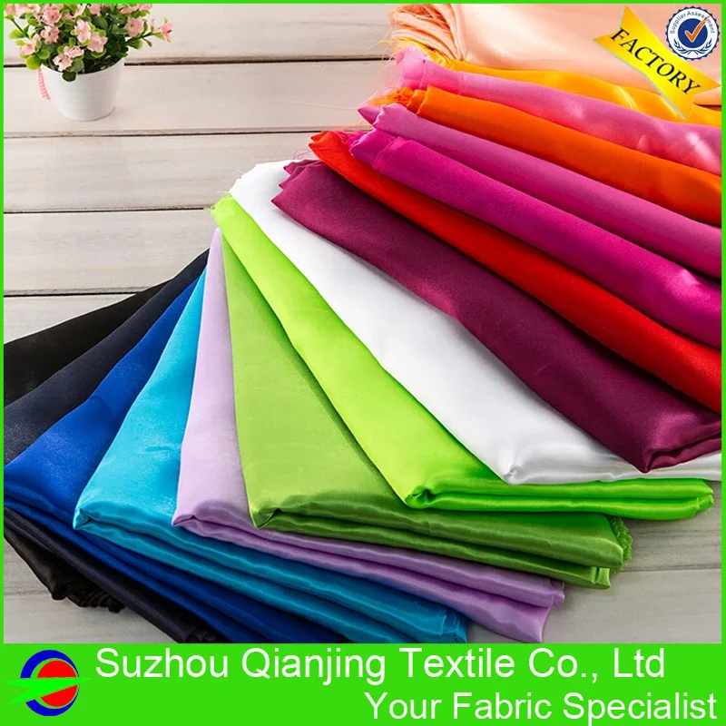 

Shiny Polyester Satin Fabric Smooth Soft Dyed 3 Meter Length Per Piece for Dress Lining Pajamas Wedding Party Bag Chair Cover