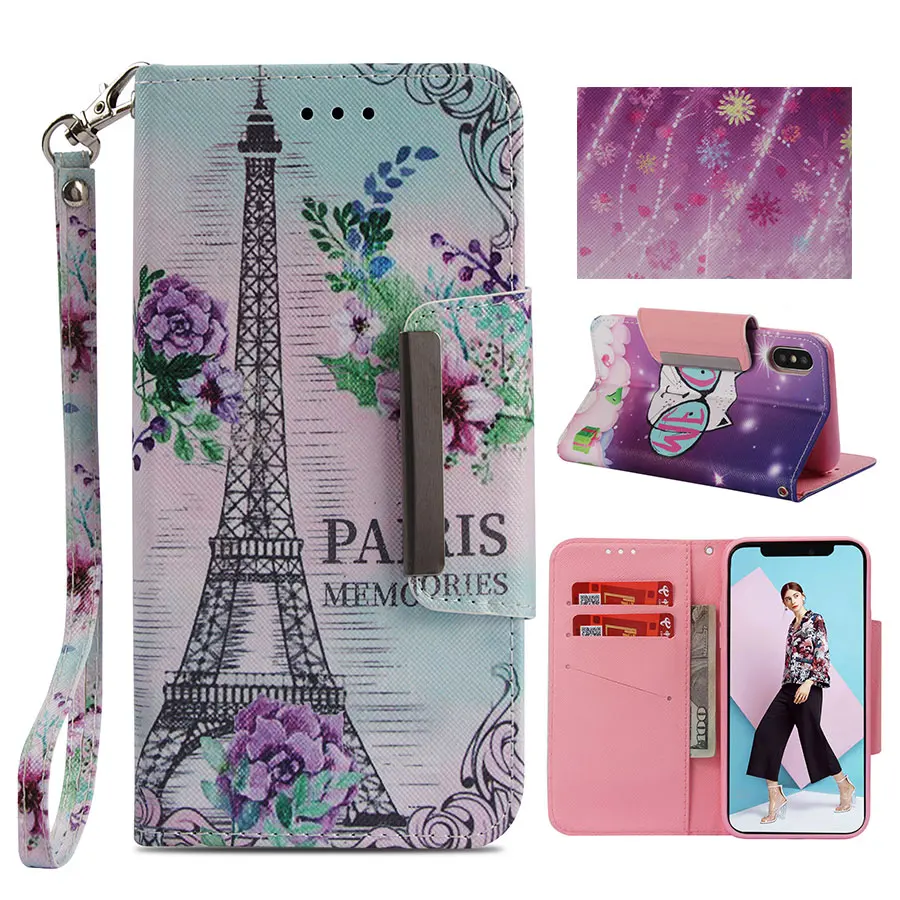 

IQD for iPhone Xs Max XR X Wallet Case for iphone 8 7 6 6s Plus Cover Wristlet Flip Card Slots Stand Premium PU Leather Cases