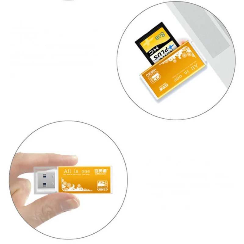 4-in-1 Aluminum Shell Metal Card Reader USB2.0 All-in-one High-speed Universal SD TF Card Reader  MMC Card  Readers
