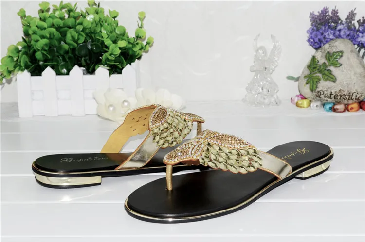 G-SPARROW 2017 New Summer Korean Womens Flip Flop Slippers Wedding Online Gold Flat Shoes For Prom9