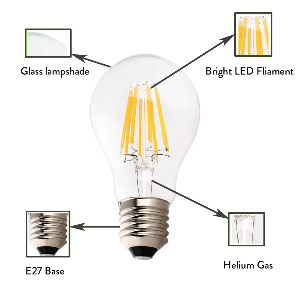 Ретро светодиодный светильник накаливания E27 2W 4W 6W 8W A60 B22 байонетная винтажная светодиодная лампочка эдисона AC 220V прозрачная стеклянная оболочка