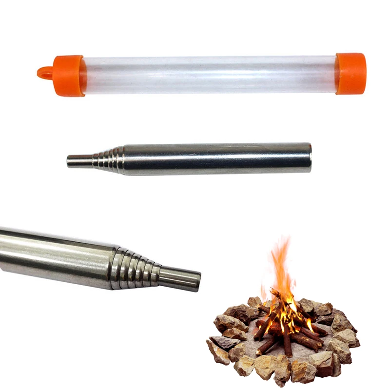 

1 Set Outdoor Tools 10mm Cooking Survival Blow Fire Tube Portable Retractable Stainless Steel Fire Starter For Camping Hiking