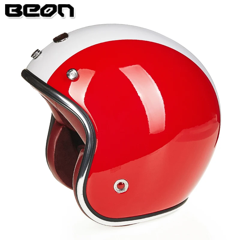 Бренд BEON B-108 moto rcycle шлем винтажный скутер открытый шлем Ретро 3/4 шлем GFRP материал capacete moto cascos - Цвет: Red white Green