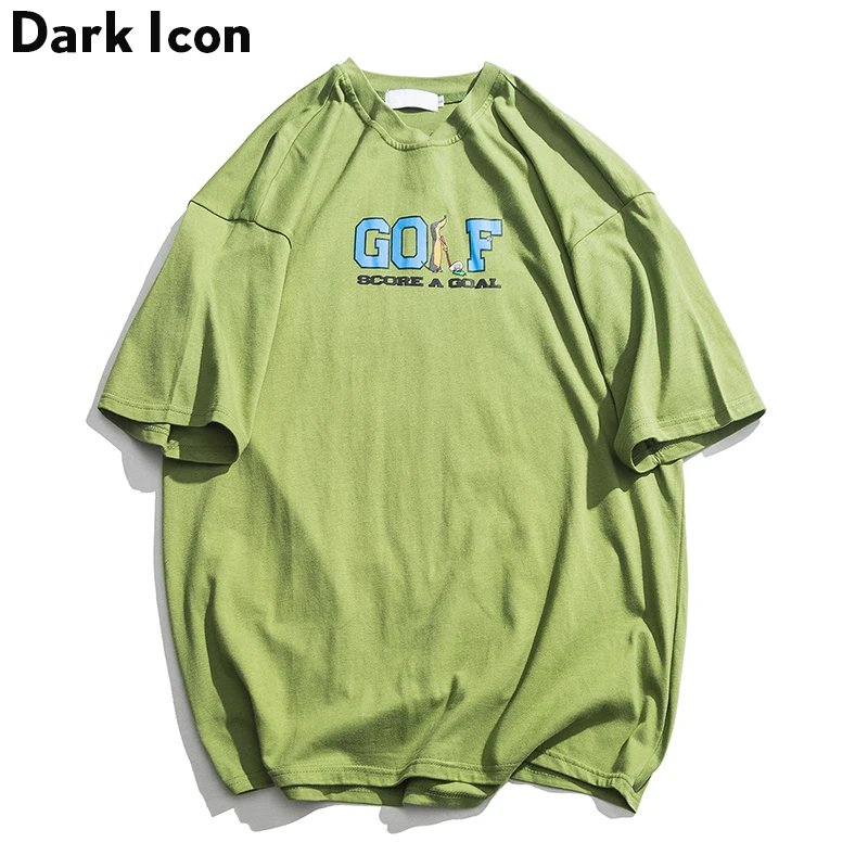 

Dark Icon Gog and Golf Printed T-shirt Men Short Sleeve 2019 Summer Crew Neck Hipster Tshirts Overszied Tee Shirts Yellow Green