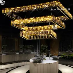 Гостиная люстры простой из светодиодов творческий ресторан вилла персонализированные хрустальная люстра висит прямоугольные фары