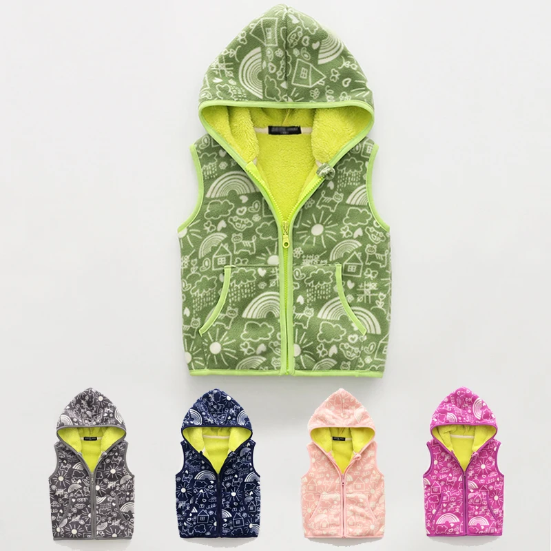 baby boy vest with hood fleece boys vests kids girls vest hooded