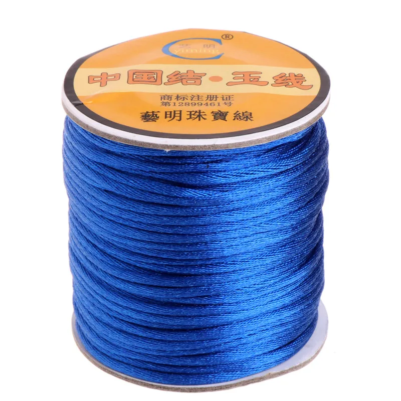 JAVRICK красочные 2 мм китайский Заплетенный в узел шнур нейлоновые браслеты ожерелья макраме трещотка атласная нить - Цвет: Dark Blue