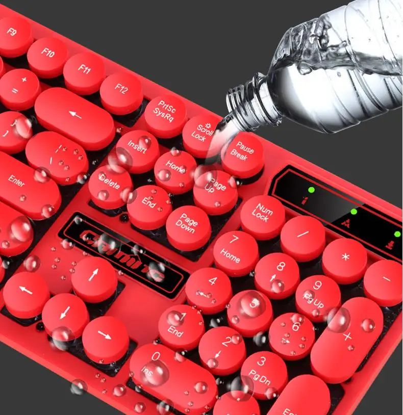 Модный стиль ретро круглый ключ кнопка игровая плавающая клавиатура USB Проводная 104 ключи Водонепроницаемый Анти-привидение