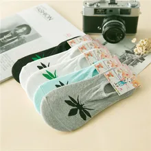 5 цветов, летние носки с травками, Calze Uomo, стильные тонкие хлопковые носки для женщин, простые низкие неглубокие носки-башмачки с кленовыми листьями, женские носки, W14