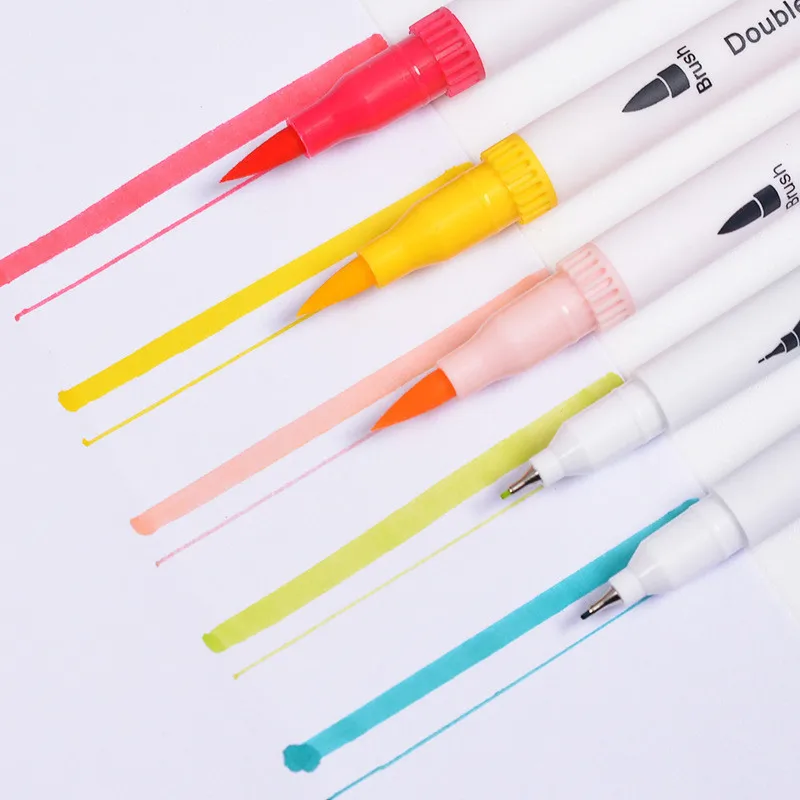 

60 Colors/Set Double Heads Art Markers Profession Watercolor Brush Pen Painting Writing Supplies Kawaii Stationery Set Wholesale