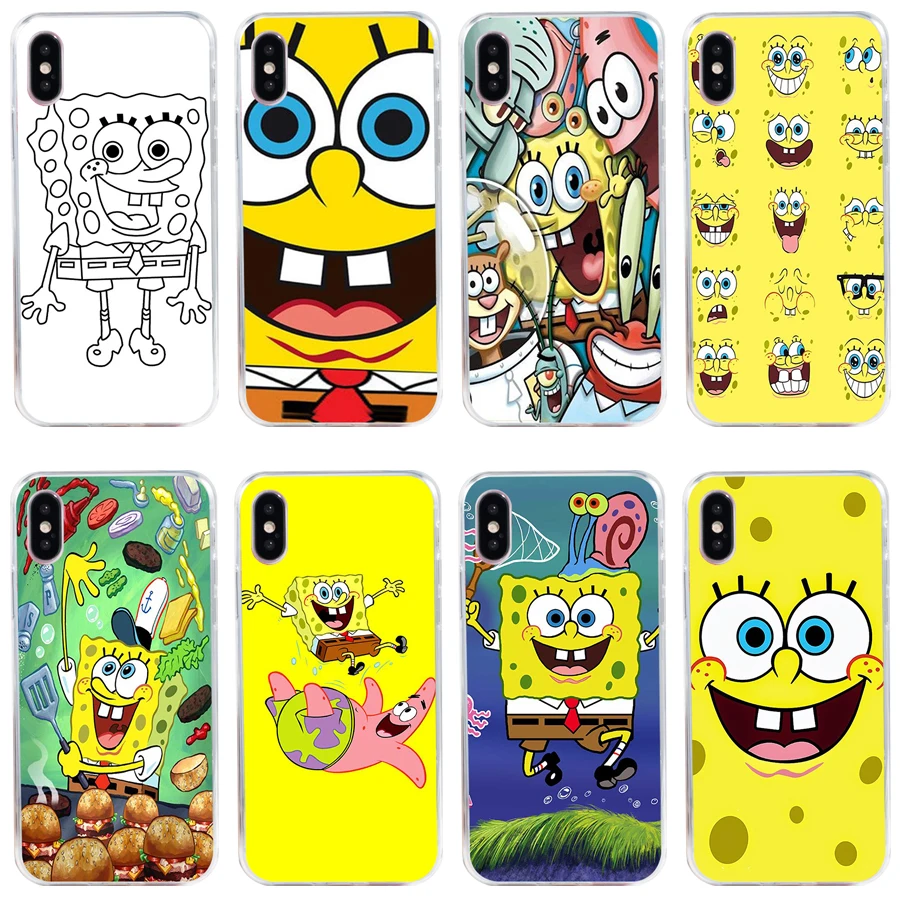 

10A Catch fish SpongeBob latest item emboss Soft Silicone Tpu Cover phone Case for iphone 5 5s se X XR XS Max case