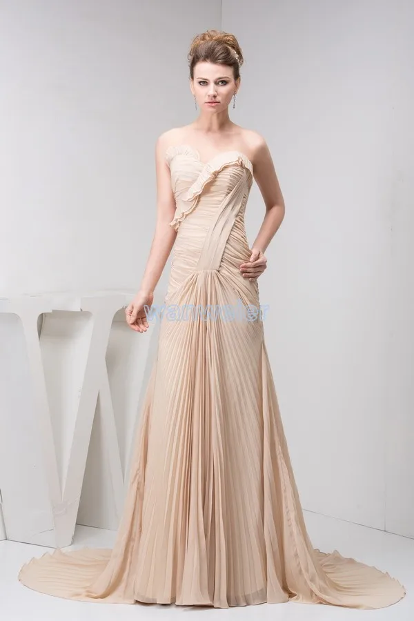 

free shipping 2014 elie saab design new arrival hot seller custom pleat evening gown luxury real photo small train evening dress