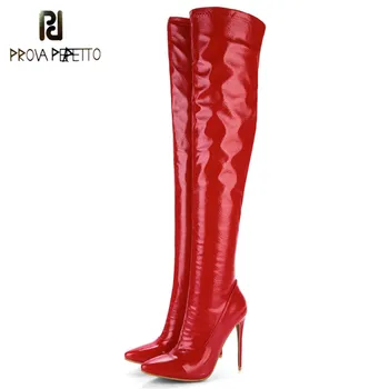 

Prova Perfetto Plus Size 48 Women Sexy Fetish Dance Nightclub Party Shoes Extreme High Heel Women Over Knee Boots Thigh Boots