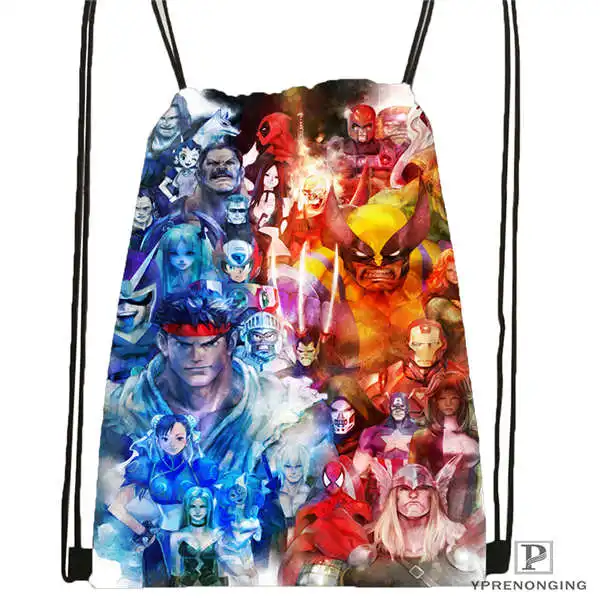 Custom MarvelComics походная сумка на шнурке милый рюкзак дети ранец(черная спина) 31x40 см#2018612-01-8 - Цвет: Drawstring Backpack