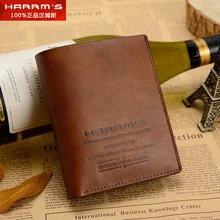 Harrms Brand 2016 New Style Cowhide Men Wallet Split Leather Short Stype men wallets free shipping