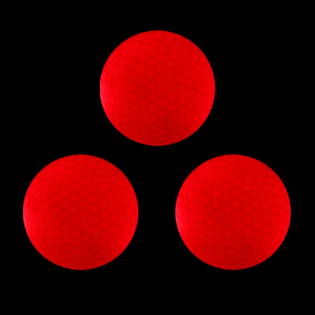 3 Pieces Glow In Dark Red LED Light Up Golf Ball Official Size Weight