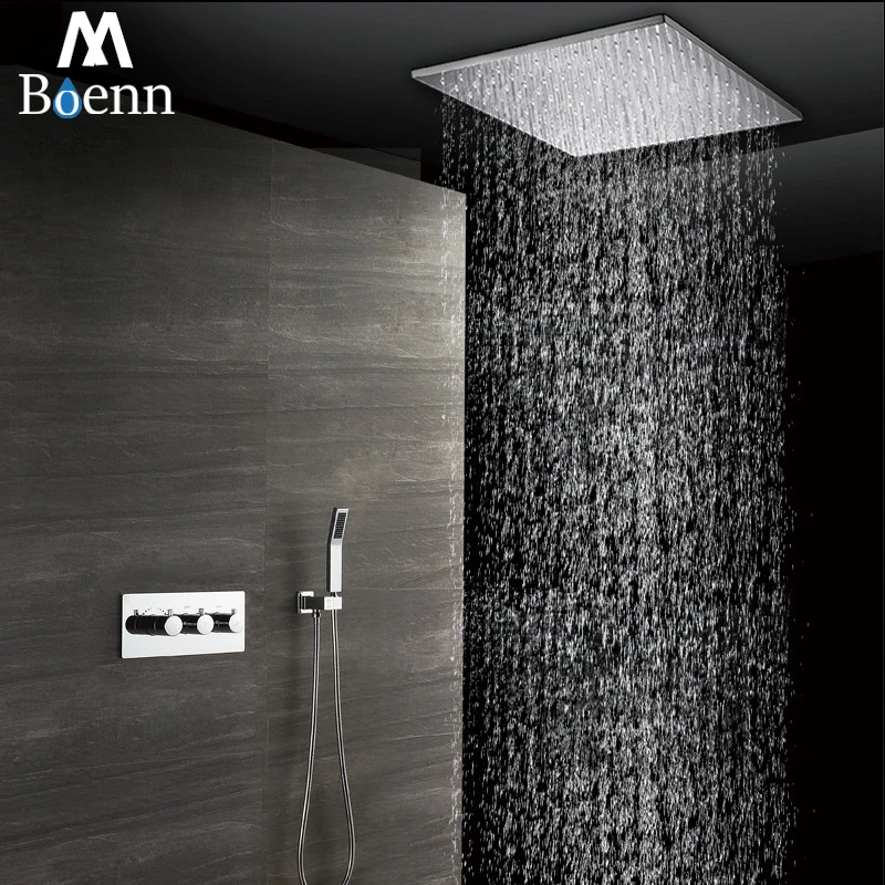 Ceiling Rainfall Shower Set BathroomThermostatic Shower Faucets 50cm Shower Head 304SUS Large Water Flow Valve Shower Mixer Ceiling Rainfall Shower Set BathroomThermostatic Shower Faucets 50cm Shower Head 304SUS Large Water Flow Valve Shower Mixer