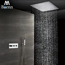 Ceiling Rainfall Shower Set BathroomThermostatic Shower Faucets 50cm Shower Head 304SUS Large Water Flow Valve Shower Mixer