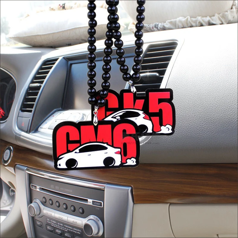 

Car Interior Rearview Mirror Pendant Keychain Keyring For Fit Jazz GK5 GM6 With Bead Decoration Ornament Accessories
