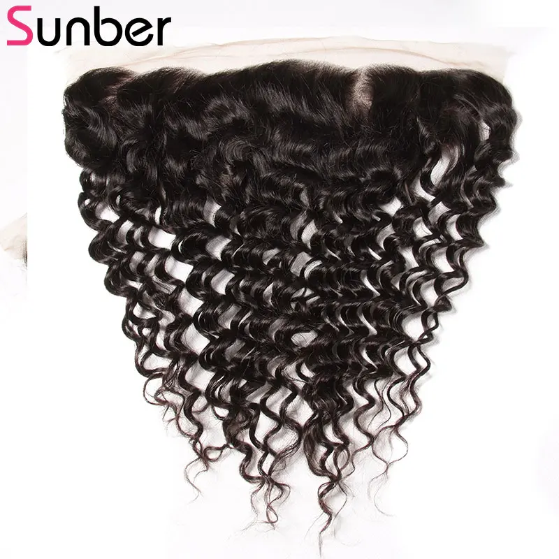 Sunber Hair Brazilian Deep Wave 10-20 Inch Free Part 13x4 Lace Frontal Remy Human Hair Extension Free Shipping