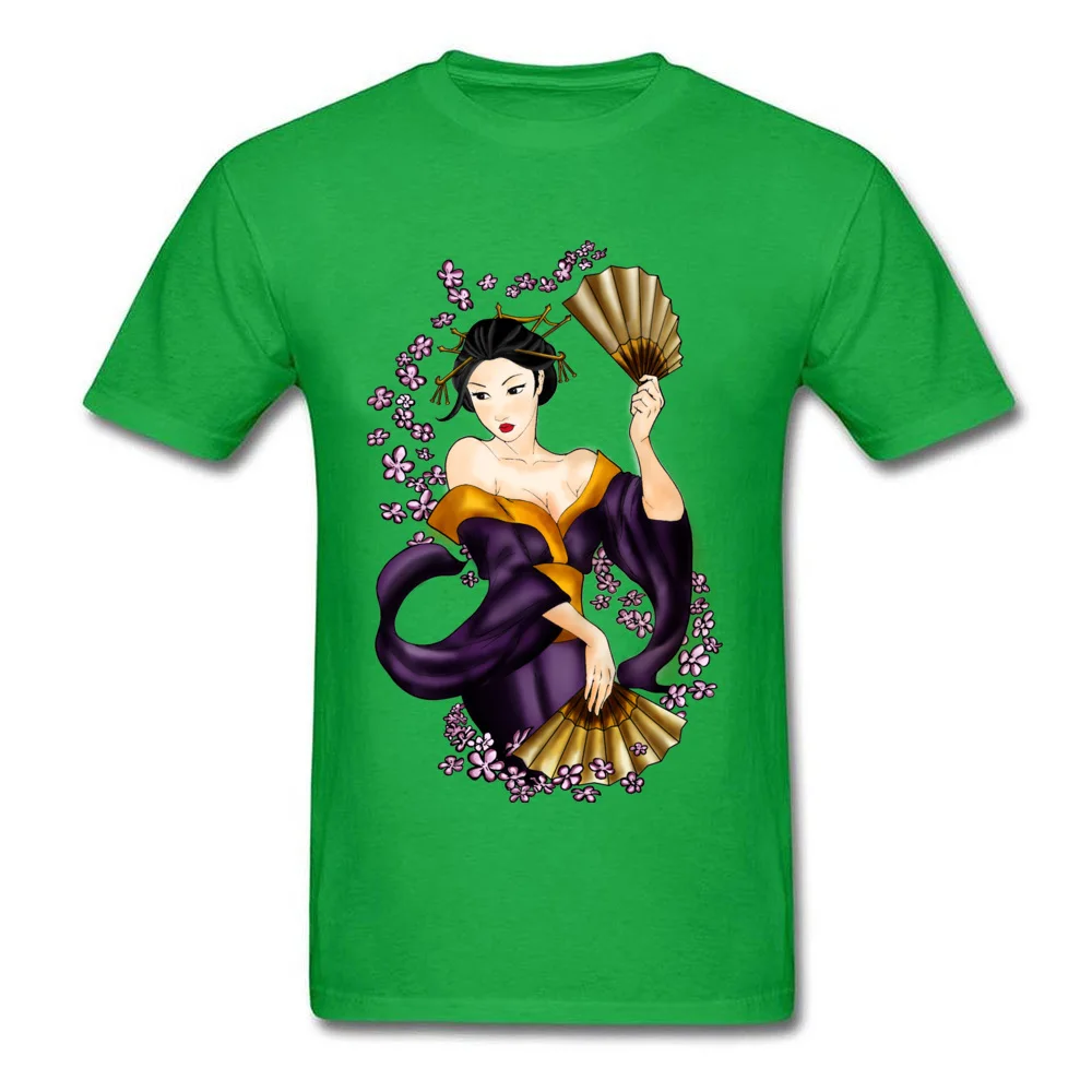 New Arrival Men's Tops Shirt GEISHA Custom Tshirts All Cotton Short Sleeve Leisure T Shirt Round Collar Drop Shipping GEISHA green