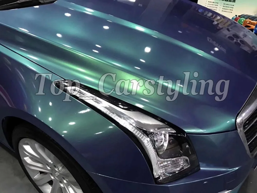 gloss magic peacock green color flow vinyl wrapping covering (1)