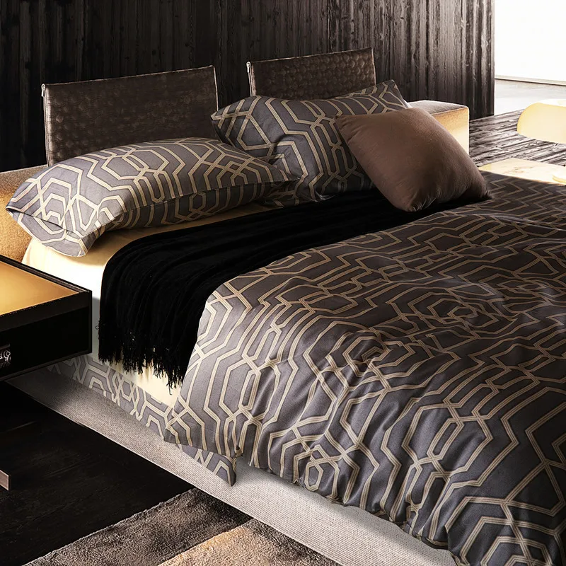 

CHAUSUB Luxury Europe Duvet Cover Set 4PCS 60S Satin Egyptian Cotton Bedding Set Bed Cover Soft Silk Flat Sheets King Queen Size