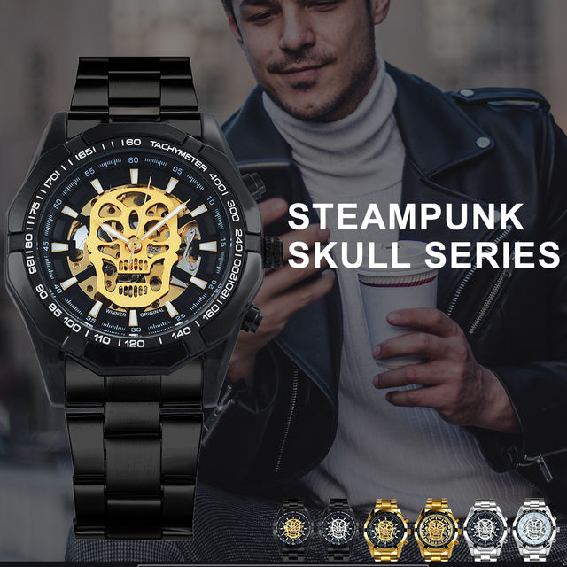 AUTO MECHANICAL SKULL WATCHES (8 VARIAN)