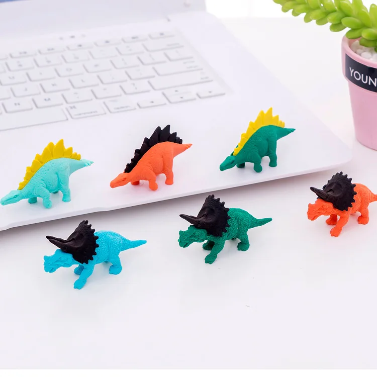54 шт./лот новый динозавр модель животных резиновый ластик/канцелярские принадлежности для детей студентов/хороший подарок ластик/оптовая