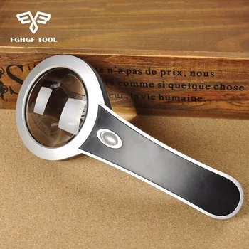 

FGHGF 6X Loupe Jewelry Reading Pocket Protable Fresnel Magnifying Glass Lens Hand Held Magnifier With 2 LED Lights Lamp