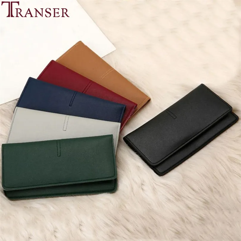 

Transer Women's Fashion Simple Pure color Hasp Handbag Long Wallet Billfold Purse drop shipping w18*