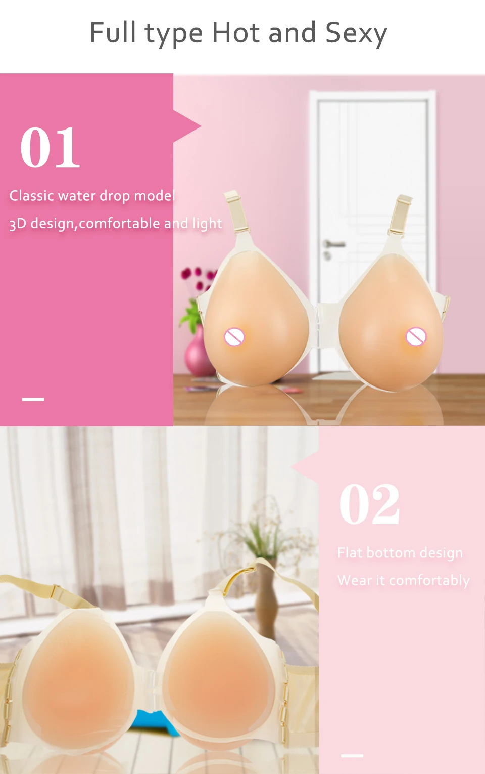 Komaynaly Waterdrop Silicone Breast Form Strap-on Nipple Boob Bust Enhancer for Mastectomy Small Breasts Girl Cross Dresser  (4)