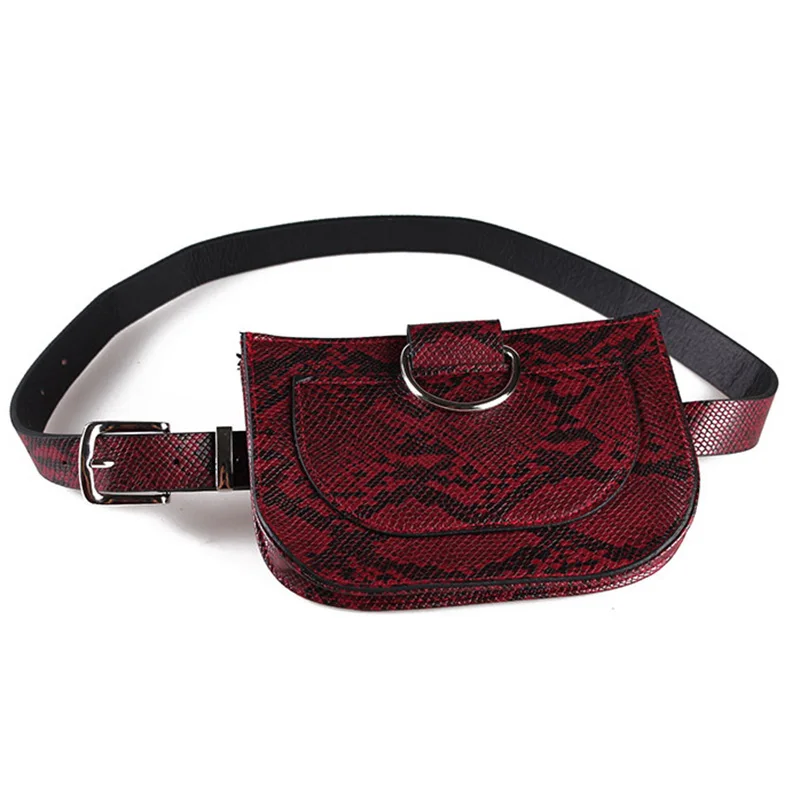 

Women Waist Packs PU Mini Mobile Phone Waist Bag Snakeskin Pattern Lady Fashion Adjusting Shoulder Strap Belt Waist Packs