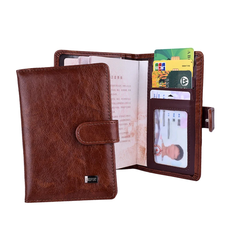 Leather Hasp Passport Cover Wallet Women Cards Credit Case Travel Document Covers Russia Men Passports Organizer Holder afbeelding
