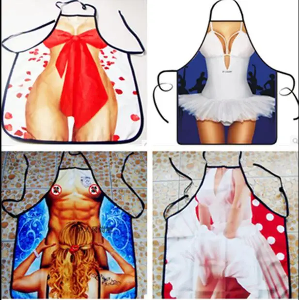 

FREE SHIPPING 2018 new Funny Novelty apron Cooking Kitchen Print Sexy Apron