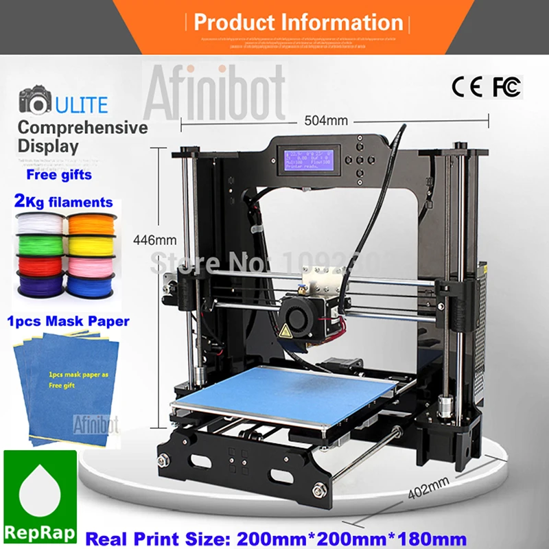 3D printer for DIY person easy assembly kit support LCD off-line printing impressora Reprap prusa i3 With one roll free filament