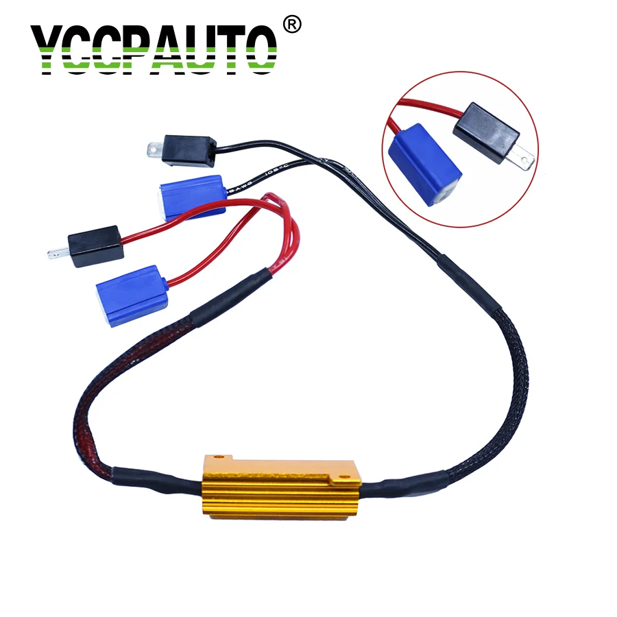 

YCCPAUTO Car Load Resistor Cable H1 H3 H7 9006 9005 H11 Canceller LED Decoder Headlight Canbus Error Free Wiring Decoder 50W 2pc