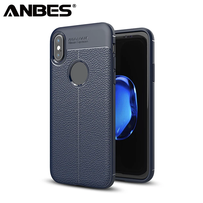 

ANBES Ultra Thin Phone Cases For iPhone 7 8 Plus XS Max Leather Skin Soft TPU Silicone Case For iPhone XR X Shell Back Cover