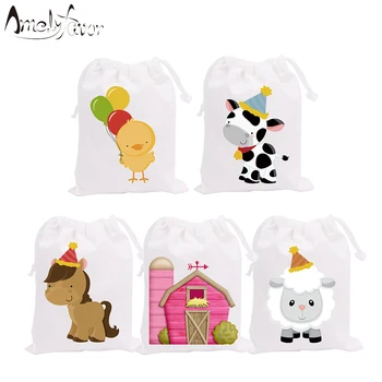 

Farm Animals Theme Party Favor Bags Series 2 Farm Animal Gifts Bag Baby Shower Kids Birthday Party Container Supplies 5 PCS