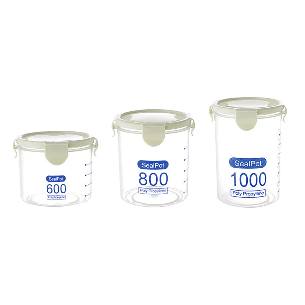 

3PCS Plastic Storage Bottle Kitchen Clear Miscellaneous Grains Cereal Dispenser Sealing Food Preservation Fresh Pot Container