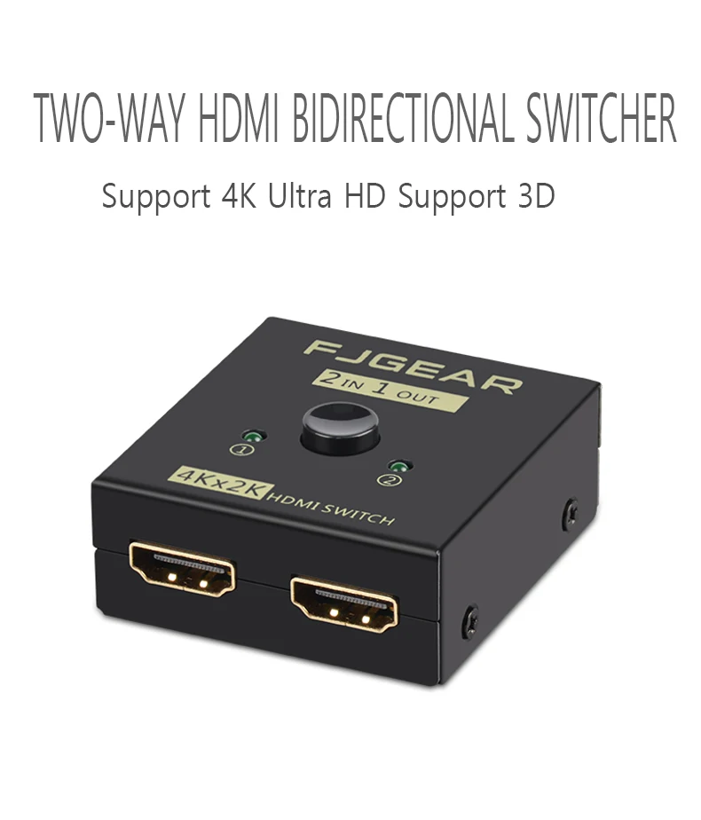 2 Переключатель порта hdmi селектор 2 в 1 из распределителя 1 в 2 из HD 4 к компьютерный монитор двунаправленный конверсионный сплиттер FJ-HD201