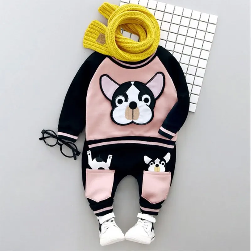 Spring Autumn Newborn Cute Dog Outfits Baby Boys Suit Sports T Shirt