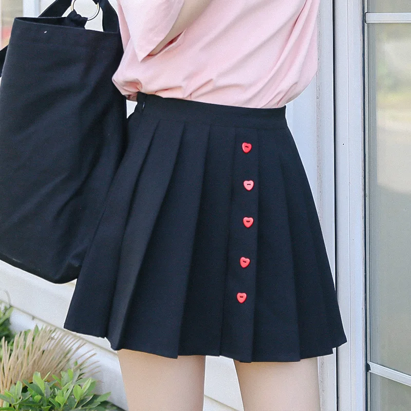 

Ulzzang Japanese Sweet Style Skirt Pleated Skirt Women Summer Korean Fashion A-Line Skirt Black Skirt Schoolgirl Streetwear M233