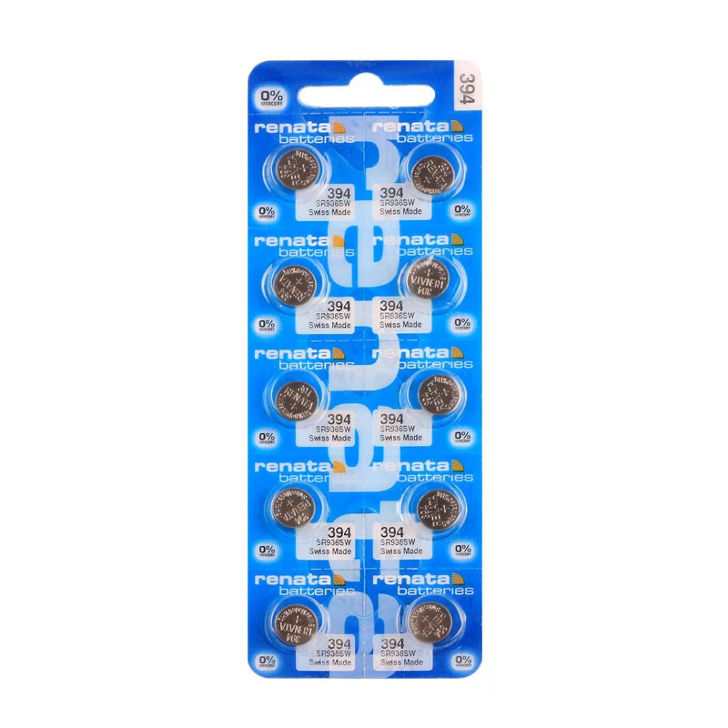

RENATA 10pcs/pack Silver Oxide Watch Battery 394 SR936SW 936 1.55V 100% 394 Renata 936 Batteries